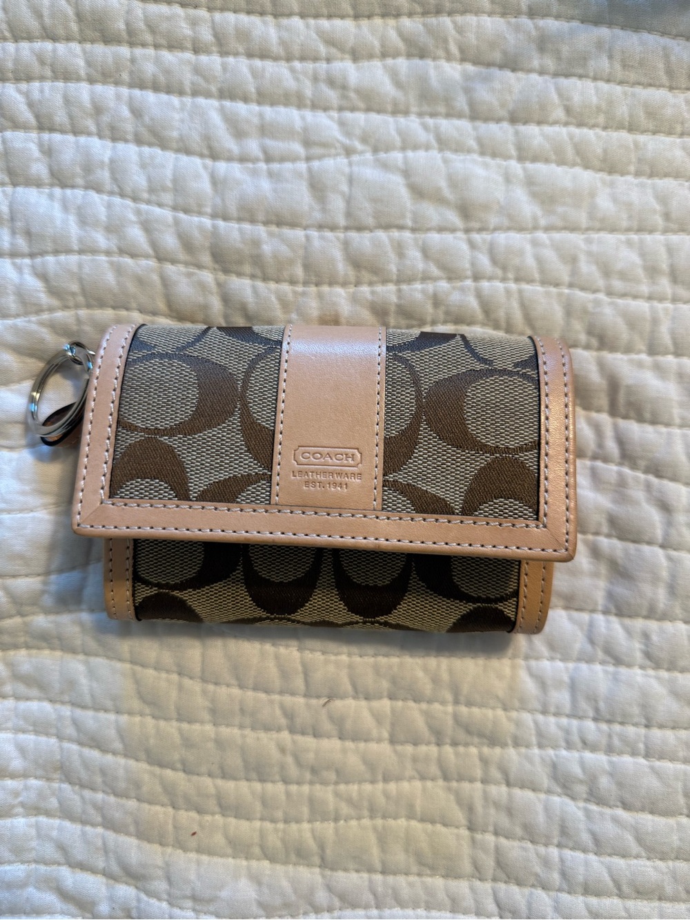 Coach signature jacquard coin purse